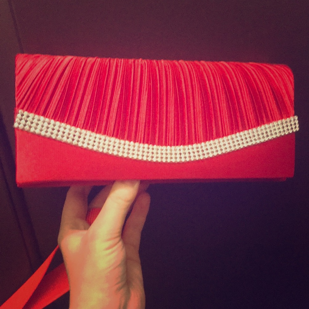 Red clutch bag